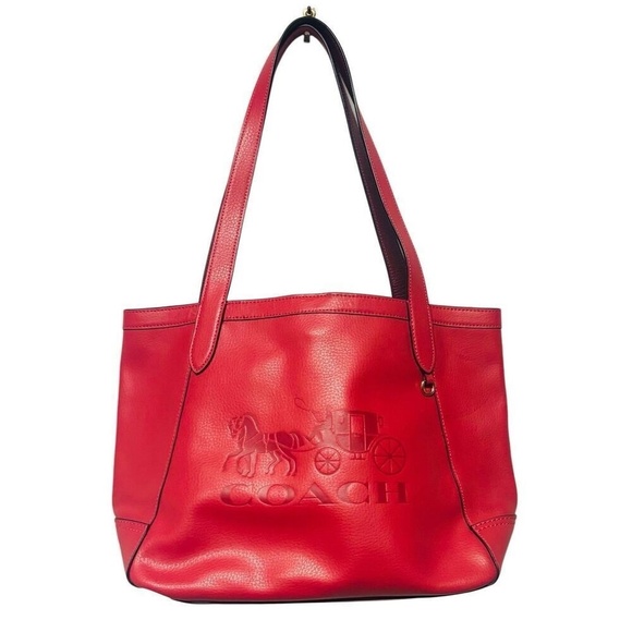 Coach Horse and Carriage Logo Medium Tote Shoulder Leather Bag C4063 Pink - Picture 1 of 11